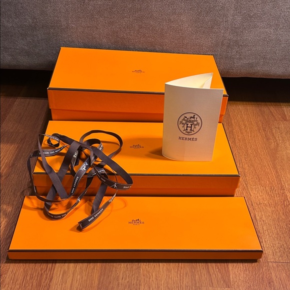hermes Other - Hermes Orange Storage Boxes with brown Ribbon